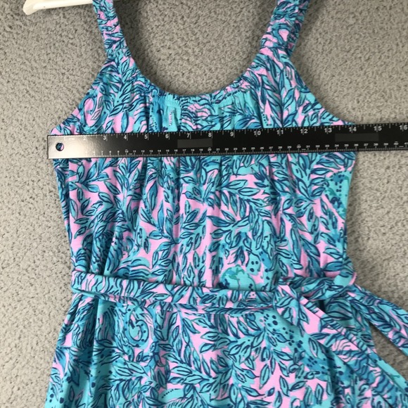LILLY PULITZER Dress Size XXS Collins Knee Length Bermuda Blue Print Tie Waist - Picture 10 of 12
